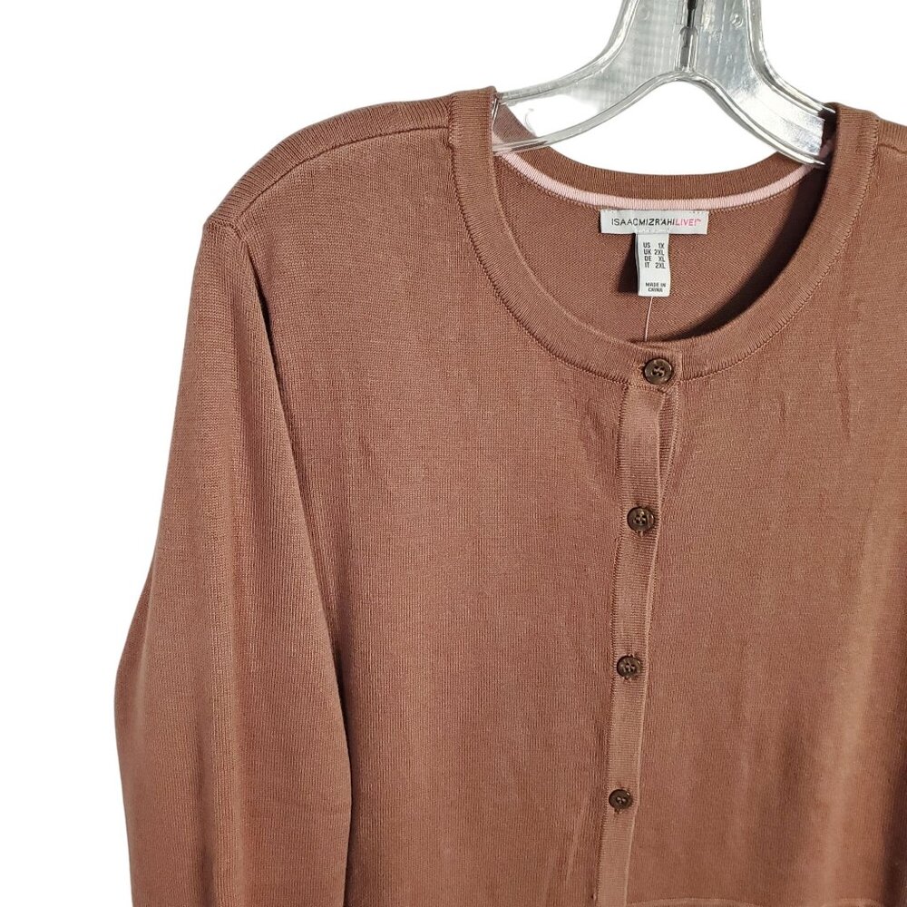 Isaac Mizrahi Live! Sz 1X Cardigan Long A-Line Button Front Sweater Dress Jacket - Picture 7 of 11
